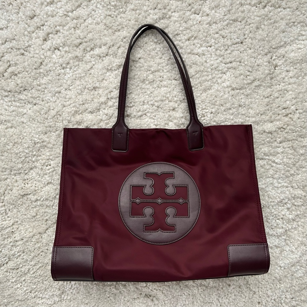 Large Tory Burch Ella Tote Bag Wine